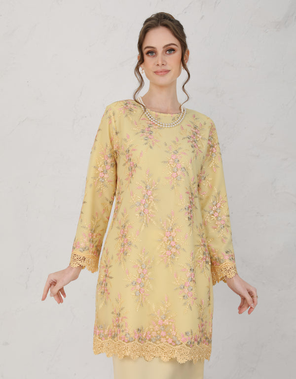 BAJU KURUNG PAHANG MODEN AMBERLEE (SWEET YELLOW)